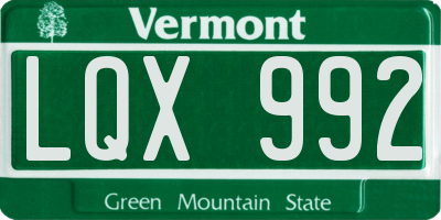 VT license plate LQX992