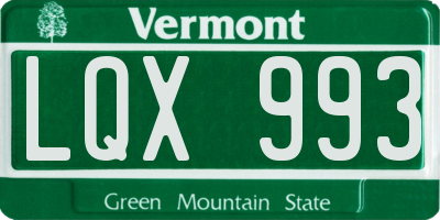 VT license plate LQX993