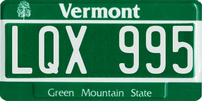 VT license plate LQX995