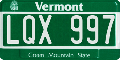 VT license plate LQX997
