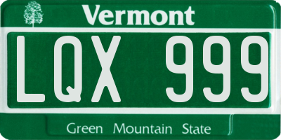VT license plate LQX999