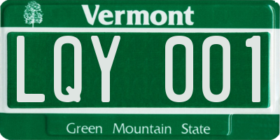 VT license plate LQY001