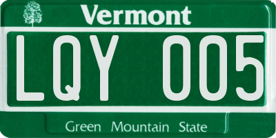 VT license plate LQY005