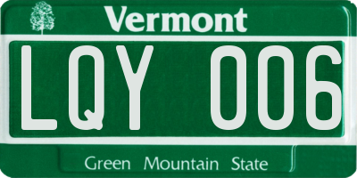 VT license plate LQY006