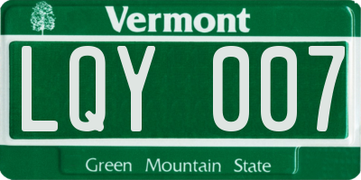 VT license plate LQY007