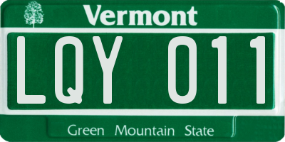 VT license plate LQY011