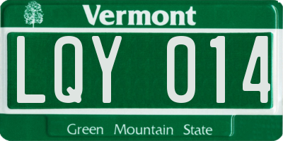 VT license plate LQY014