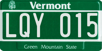 VT license plate LQY015