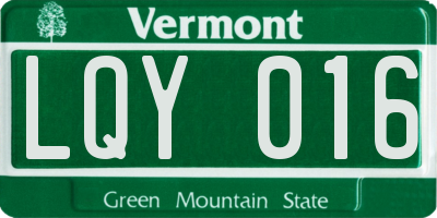 VT license plate LQY016