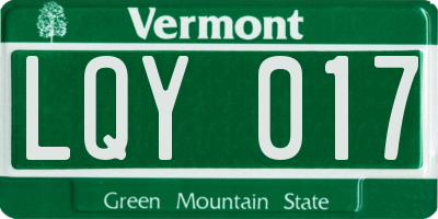 VT license plate LQY017