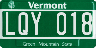 VT license plate LQY018