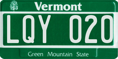 VT license plate LQY020