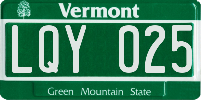 VT license plate LQY025