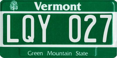 VT license plate LQY027
