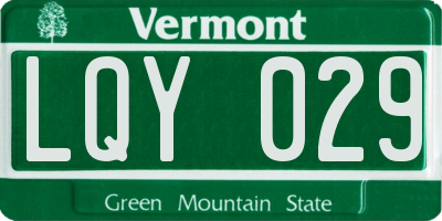 VT license plate LQY029