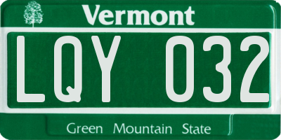 VT license plate LQY032