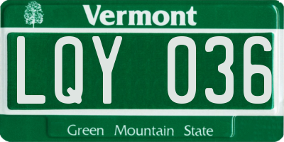 VT license plate LQY036