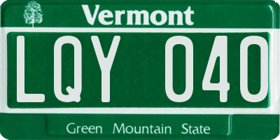 VT license plate LQY040
