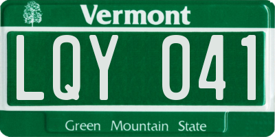 VT license plate LQY041