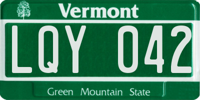 VT license plate LQY042