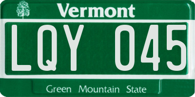 VT license plate LQY045