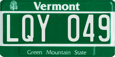 VT license plate LQY049