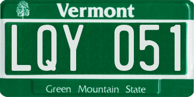 VT license plate LQY051