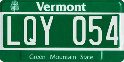 VT license plate LQY054