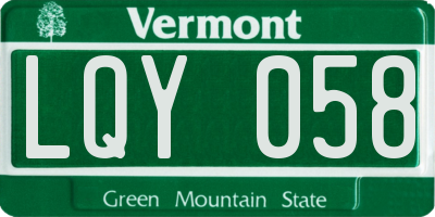VT license plate LQY058