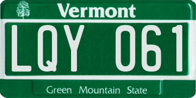 VT license plate LQY061