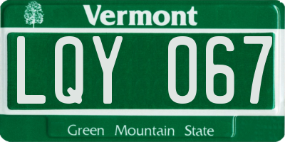 VT license plate LQY067