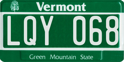 VT license plate LQY068