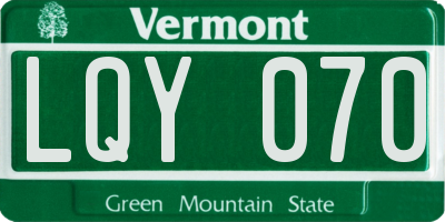 VT license plate LQY070