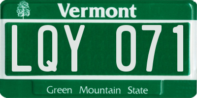 VT license plate LQY071