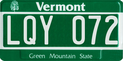 VT license plate LQY072