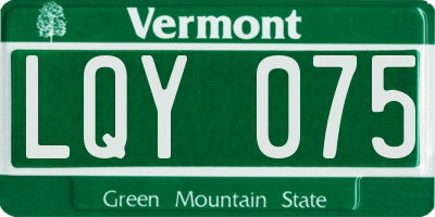 VT license plate LQY075