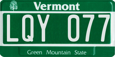 VT license plate LQY077
