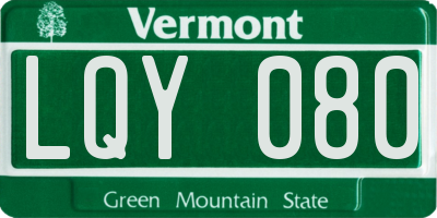 VT license plate LQY080