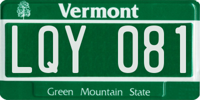 VT license plate LQY081