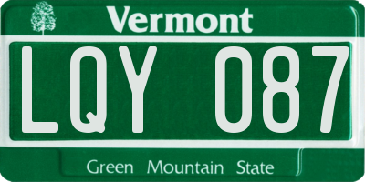 VT license plate LQY087