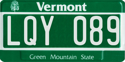 VT license plate LQY089