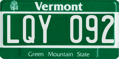 VT license plate LQY092