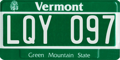 VT license plate LQY097