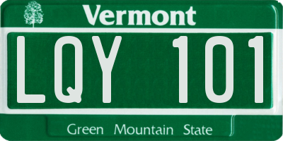 VT license plate LQY101