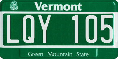 VT license plate LQY105