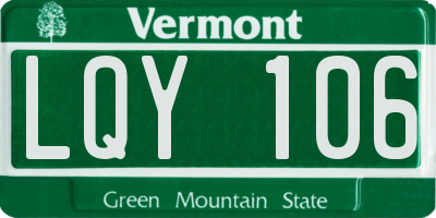 VT license plate LQY106