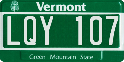 VT license plate LQY107