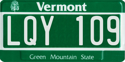 VT license plate LQY109