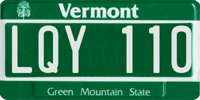VT license plate LQY110