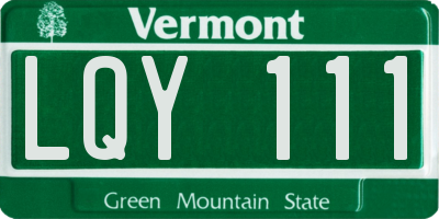 VT license plate LQY111